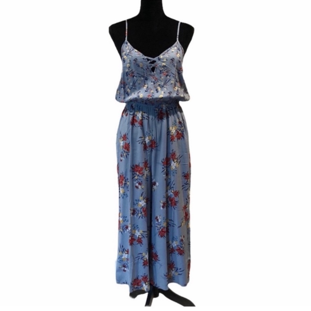 Pink Rose NWT floral summer crop hem wide leg whimsical bohemian jumpsuit large